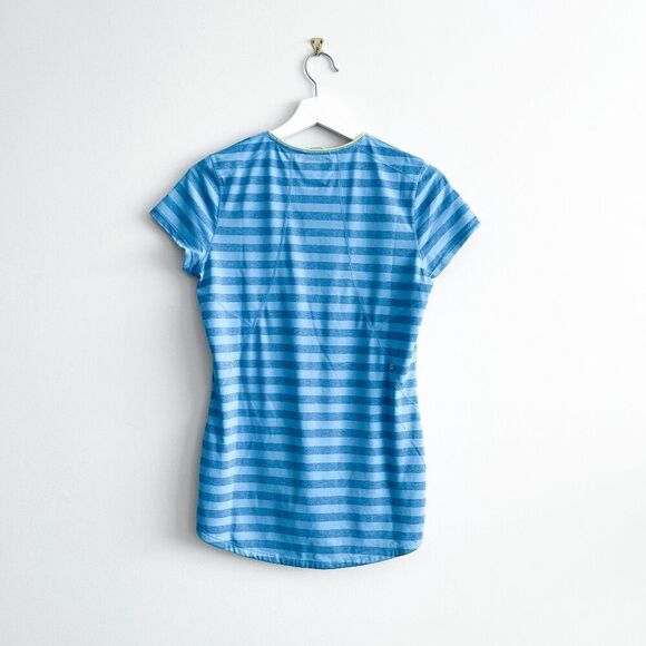 Champion Women's Ribbed Striped Hi Low Hem Activewear T Shirt Top Blue Small - Picture 2 of 7